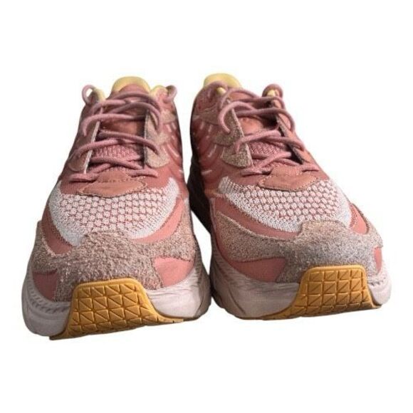 Hoka One One Clifton LS Shoes Sneakers Pink Peach Size Women 14 Men 13 Leather - Picture 3 of 13